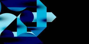 Renkli basit dinamik geometrik şekiller daire çizgileri ve yuvarlak şekiller oluşturur. Mozaik tekno sanat konsepti. Duvar Kağıdı, Sancak, Arkaplan, Kart, Kitap İllüstrasyonu, İniş Sayfası