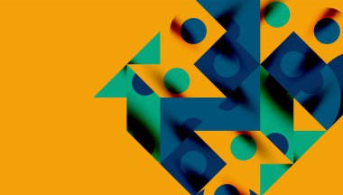 Renkli üçgenler kare geometrik tasarımı daire içine alır. Duvar kağıdı, afiş, arkaplan, kart, kitap illüstrasyonu, iniş sayfası için soyut arkaplan