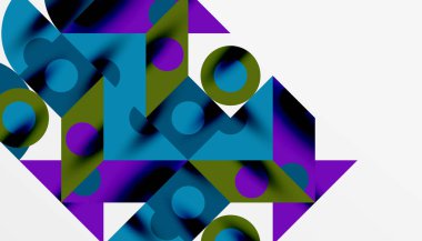 Renkli üçgenler kare geometrik tasarımı daire içine alır. Duvar kağıdı, afiş, arkaplan, kart, kitap illüstrasyonu, iniş sayfası için soyut arkaplan