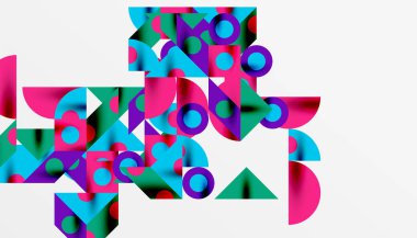 Renkli üçgenler kare geometrik tasarımı daire içine alır. Duvar kağıdı, afiş, arkaplan, kart, kitap illüstrasyonu, iniş sayfası için soyut arkaplan