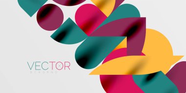 Daireler, yarı daireler, kareler ve yuvarlak şekiller mozaik tekno sanat eserleri. Duvar Kağıdı, Sancak, Arkaplan, Kart, Kitap İllüstrasyonu, İniş Sayfası