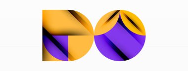 Çember, kare ve çiçek yapraklı geometrik arkaplan. Duvar kağıdı, pankart, arkaplan veya iniş için yuvarlak şekiller