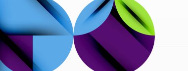 Çember, kare ve çiçek yapraklı geometrik arkaplan. Duvar kağıdı, pankart, arkaplan veya iniş için yuvarlak şekiller