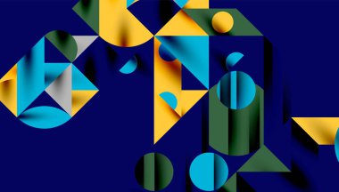 Neo memphis geometrik deseni daireler, kareler ve çizgilerle. Kapaklar, afişler, el ilanları ve posterler ve diğer şablonlar için pop sanatları soyut arka plan