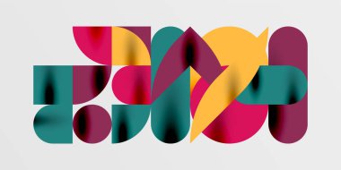 Daireler, yarı daireler, kareler ve yuvarlak şekiller mozaik tekno sanat eserleri. Duvar Kağıdı, Sancak, Arkaplan, Kart, Kitap İllüstrasyonu, İniş Sayfası