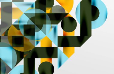 Daireler ve gölgeler. Renkli yuvarlak elementler, üçgenler, yarı daireler ve diğer şekiller. Duvar Kağıdı, Sancak, Arkaplan, Kart, Kitap İllüstrasyonu, İniş Sayfası