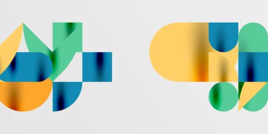 Daireler, yarı daireler, kareler ve yuvarlak şekiller mozaik tekno sanat eserleri. Duvar Kağıdı, Sancak, Arkaplan, Kart, Kitap İllüstrasyonu, İniş Sayfası