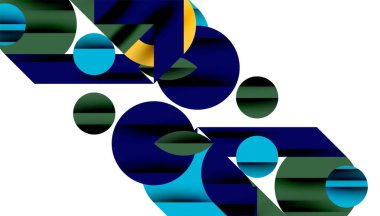 Neo memphis geometrik deseni daireler, kareler ve çizgilerle. Kapaklar, afişler, el ilanları ve posterler ve diğer şablonlar için pop sanatları soyut arka plan