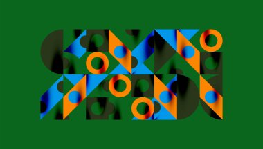 Renkli üçgenler kare geometrik tasarımı daire içine alır. Duvar kağıdı, afiş, arkaplan, kart, kitap illüstrasyonu, iniş sayfası için soyut arkaplan