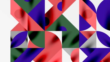 Neo memphis geometrik deseni daireler, kareler ve çizgilerle. Kapaklar, afişler, el ilanları ve posterler ve diğer şablonlar için pop sanatları soyut arka plan