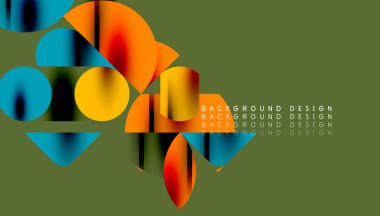 Renkli güzel daireler, yarı daireler, kareler ve yuvarlak üçgenler. Duvar kağıdı, afiş, arkaplan, kart, kitap illüstrasyonu, iniş sayfası için geometrik mozaik mozaik desen soyut arkaplan