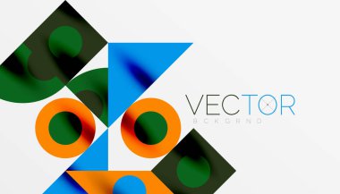 Renkli üçgenler kare geometrik tasarımı daire içine alır. Duvar kağıdı, afiş, arkaplan, kart, kitap illüstrasyonu, iniş sayfası için soyut arkaplan