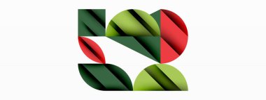 Çember, kare ve çiçek yapraklı geometrik arkaplan. Duvar kağıdı, pankart, arkaplan veya iniş için yuvarlak şekiller