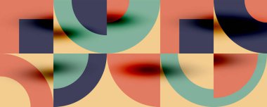 Neo memphis geometrik desenli daireler, kareler. Kapaklar, afişler, el ilanları ve posterler ve diğer şablonlar için pop sanatları soyut arka plan