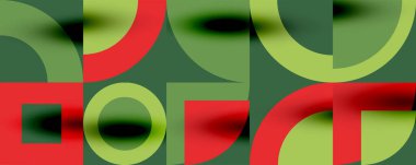 Neo memphis geometrik desenli daireler, kareler. Kapaklar, afişler, el ilanları ve posterler ve diğer şablonlar için pop sanatları soyut arka plan