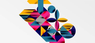 Geometrik neo desenler. Kapaklar, afişler, el ilanları ve posterler ve diğer şablonlar için soyut arkaplan