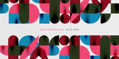 Daireler, yarı daireler, kareler ve yuvarlak şekiller mozaik tekno sanat eserleri. Duvar Kağıdı, Sancak, Arkaplan, Kart, Kitap İllüstrasyonu, İniş Sayfası