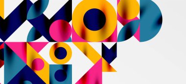 Geometrik neo desenler. Kapaklar, afişler, el ilanları ve posterler ve diğer şablonlar için soyut arkaplan