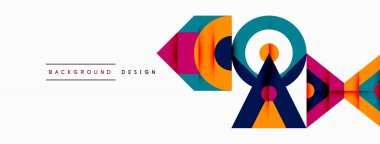 Renkli çember ve soyut üçgen arkaplan. Duvar kağıdı, afiş, sunum, arkaplan şablonu