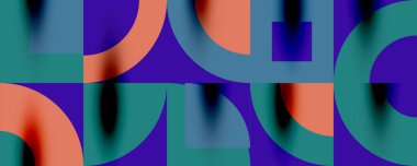 Neo memphis geometrik desenli daireler, kareler. Kapaklar, afişler, el ilanları ve posterler ve diğer şablonlar için pop sanatları soyut arka plan