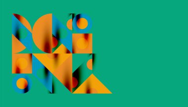 Renkli üçgenler kare geometrik tasarımı daire içine alır. Duvar kağıdı, afiş, arkaplan, kart, kitap illüstrasyonu, iniş sayfası için soyut arkaplan