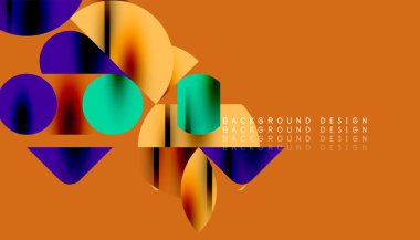 Renkli güzel daireler, yarı daireler, kareler ve yuvarlak üçgenler. Duvar kağıdı, afiş, arkaplan, kart, kitap illüstrasyonu, iniş sayfası için geometrik mozaik mozaik desen soyut arkaplan