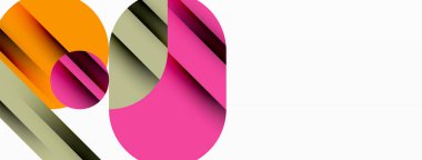 Çember ve çizgi geometrik arka plan. Duvar kağıdı, pankart, arkaplan ya da iniş için çapraz çizgileri olan yuvarlak şekiller