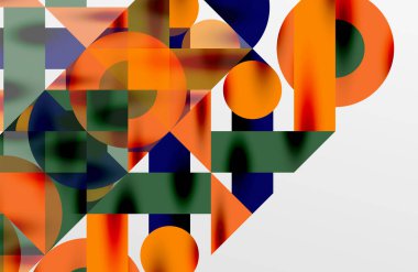 Daireler ve gölgeler. Renkli yuvarlak elementler, üçgenler, yarı daireler ve diğer şekiller. Duvar Kağıdı, Sancak, Arkaplan, Kart, Kitap İllüstrasyonu, İniş Sayfası