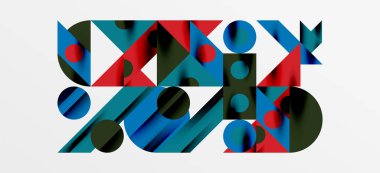 Geometrik neo desenler. Kapaklar, afişler, el ilanları ve posterler ve diğer şablonlar için soyut arkaplan