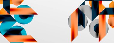 Daireler ve gölgeler. Renkli yuvarlak elementler, üçgenler, yarı daireler ve diğer şekiller. Duvar Kağıdı, Sancak, Arkaplan, Kart, Kitap İllüstrasyonu, İniş Sayfası