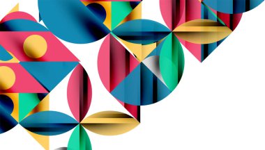 Neo memphis geometrik deseni daireler, kareler ve çizgilerle. Kapaklar, afişler, el ilanları ve posterler ve diğer şablonlar için pop sanatları soyut arka plan