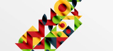 Geometrik neo desenler. Kapaklar, afişler, el ilanları ve posterler ve diğer şablonlar için soyut arkaplan