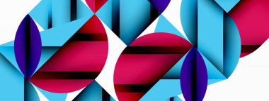 Çember, kare ve çiçek yapraklı geometrik arkaplan. Duvar kağıdı, pankart, arkaplan veya iniş için yuvarlak şekiller