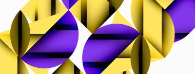 Çember, kare ve çiçek yapraklı geometrik arkaplan. Duvar kağıdı, pankart, arkaplan veya iniş için yuvarlak şekiller