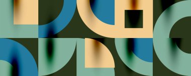 Neo memphis geometrik desenli daireler, kareler. Kapaklar, afişler, el ilanları ve posterler ve diğer şablonlar için pop sanatları soyut arka plan