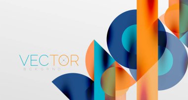 Daireler ve gölgeler. Renkli yuvarlak elementler, üçgenler, yarı daireler ve diğer şekiller. Duvar Kağıdı, Sancak, Arkaplan, Kart, Kitap İllüstrasyonu, İniş Sayfası