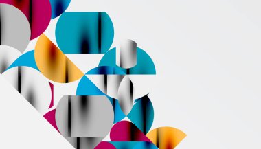 Renkli güzel daireler, yarı daireler, kareler ve yuvarlak üçgenler. Duvar kağıdı, afiş, arkaplan, kart, kitap illüstrasyonu, iniş sayfası için geometrik mozaik mozaik desen soyut arkaplan