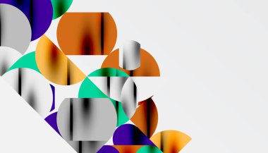 Renkli güzel daireler, yarı daireler, kareler ve yuvarlak üçgenler. Duvar kağıdı, afiş, arkaplan, kart, kitap illüstrasyonu, iniş sayfası için geometrik mozaik mozaik desen soyut arkaplan