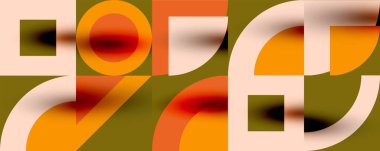 Neo memphis geometrik desenli daireler, kareler. Kapaklar, afişler, el ilanları ve posterler ve diğer şablonlar için pop sanatları soyut arka plan