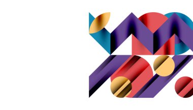 Neo memphis geometrik deseni daireler, kareler ve çizgilerle. Kapaklar, afişler, el ilanları ve posterler ve diğer şablonlar için pop sanatları soyut arka plan