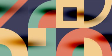 Neo memphis geometrik desenli daireler, kareler. Kapaklar, afişler, el ilanları ve posterler ve diğer şablonlar için pop sanatları soyut arka plan