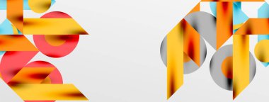 Daireler ve gölgeler. Renkli yuvarlak elementler, üçgenler, yarı daireler ve diğer şekiller. Duvar Kağıdı, Sancak, Arkaplan, Kart, Kitap İllüstrasyonu, İniş Sayfası