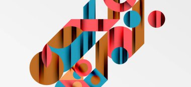 Geometrik neo desenler. Kapaklar, afişler, el ilanları ve posterler ve diğer şablonlar için soyut arkaplan