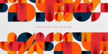 Daireler, yarı daireler, kareler ve yuvarlak şekiller mozaik tekno sanat eserleri. Duvar Kağıdı, Sancak, Arkaplan, Kart, Kitap İllüstrasyonu, İniş Sayfası