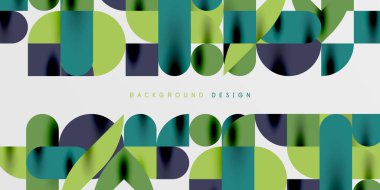 Daireler, yarı daireler, kareler ve yuvarlak şekiller mozaik tekno sanat eserleri. Duvar Kağıdı, Sancak, Arkaplan, Kart, Kitap İllüstrasyonu, İniş Sayfası