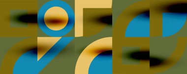 Neo memphis geometrik desenli daireler, kareler. Kapaklar, afişler, el ilanları ve posterler ve diğer şablonlar için pop sanatları soyut arka plan