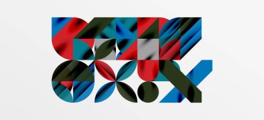 Geometrik neo desenler. Kapaklar, afişler, el ilanları ve posterler ve diğer şablonlar için soyut arkaplan