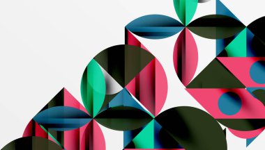 Neo memphis geometrik deseni daireler, kareler ve çizgilerle. Kapaklar, afişler, el ilanları ve posterler ve diğer şablonlar için pop sanatları soyut arka plan