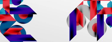 Daireler ve gölgeler. Renkli yuvarlak elementler, üçgenler, yarı daireler ve diğer şekiller. Duvar Kağıdı, Sancak, Arkaplan, Kart, Kitap İllüstrasyonu, İniş Sayfası