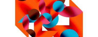 Duvarkağıdı, afiş, arkaplan veya iniş için gölgeli metal renk çemberleri ve diğer geometrik elementler